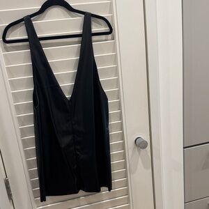 Sunday in Brooklyn Deep V- Neck Faux Leather Mini Dress